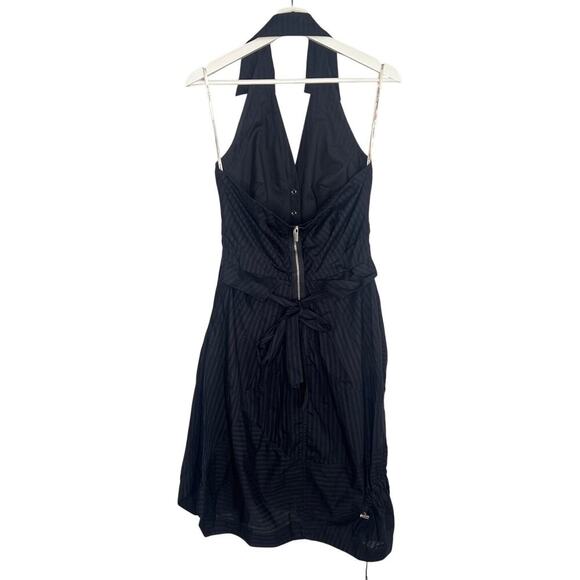 Karen Millen Striped Sleeveless Halter Neck Open Back Mini Dress Black Women's 6 - Picture 6 of 10